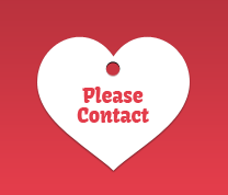 A heart shaped tag with the words " please contact " written on it.
